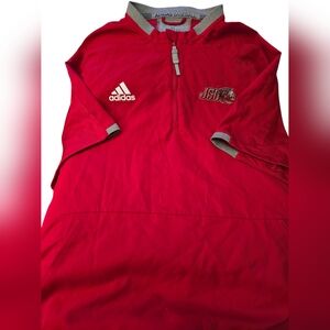 Adidas JSU Men's Red and Gray Baseball Shirt. 1/4 Zip. Sz. Med.